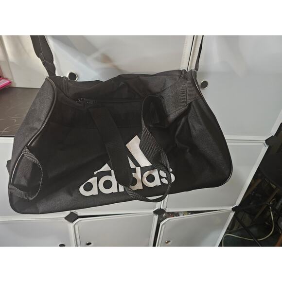Adidas Diablo Duffel Bag BLACK WHITE LOGO ZIP TOP Fits Gym Locker LIFETIME NWOT - Picture 1 of 6